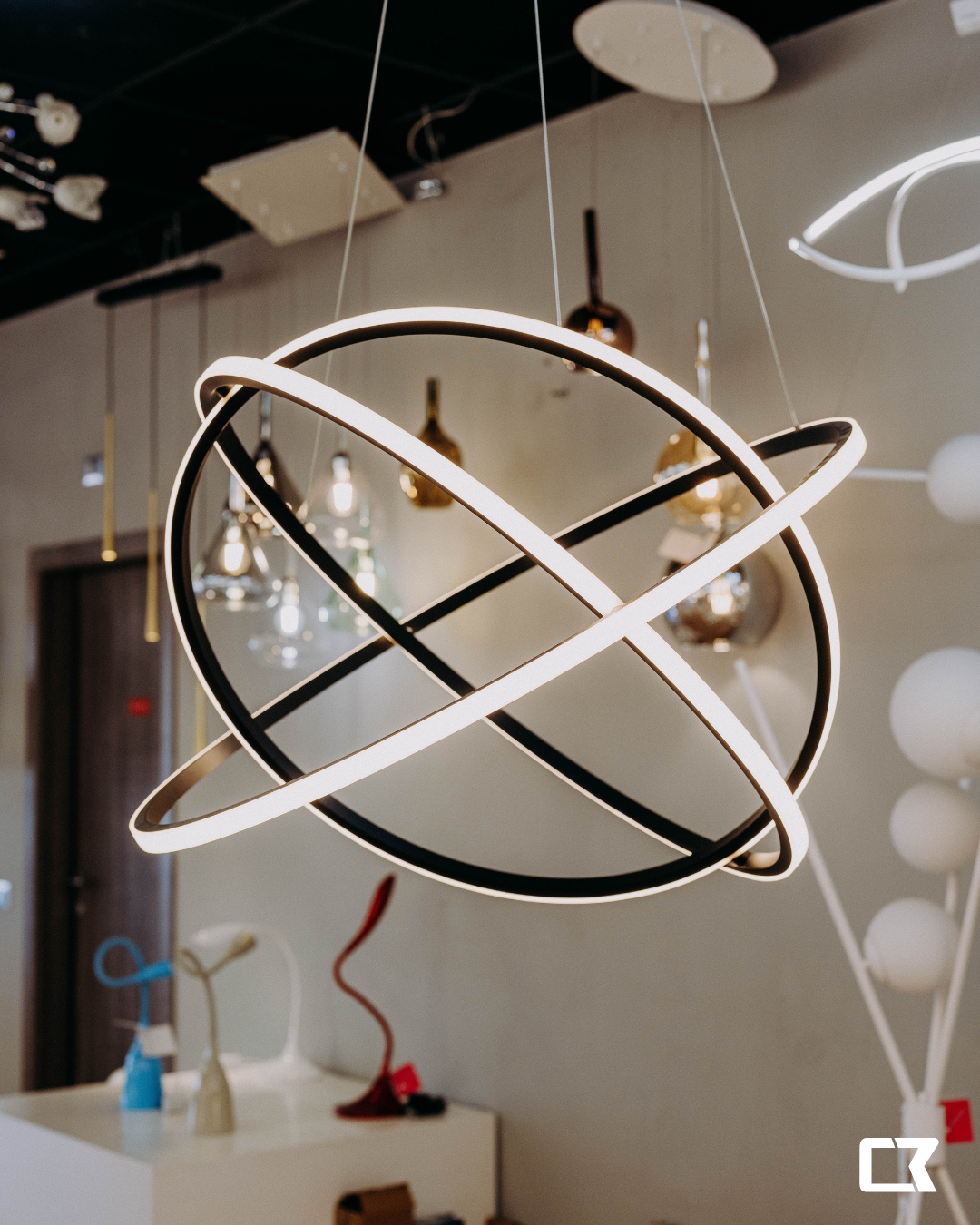 Atia lampadario nero satinato Gea Luce 80W 3000K