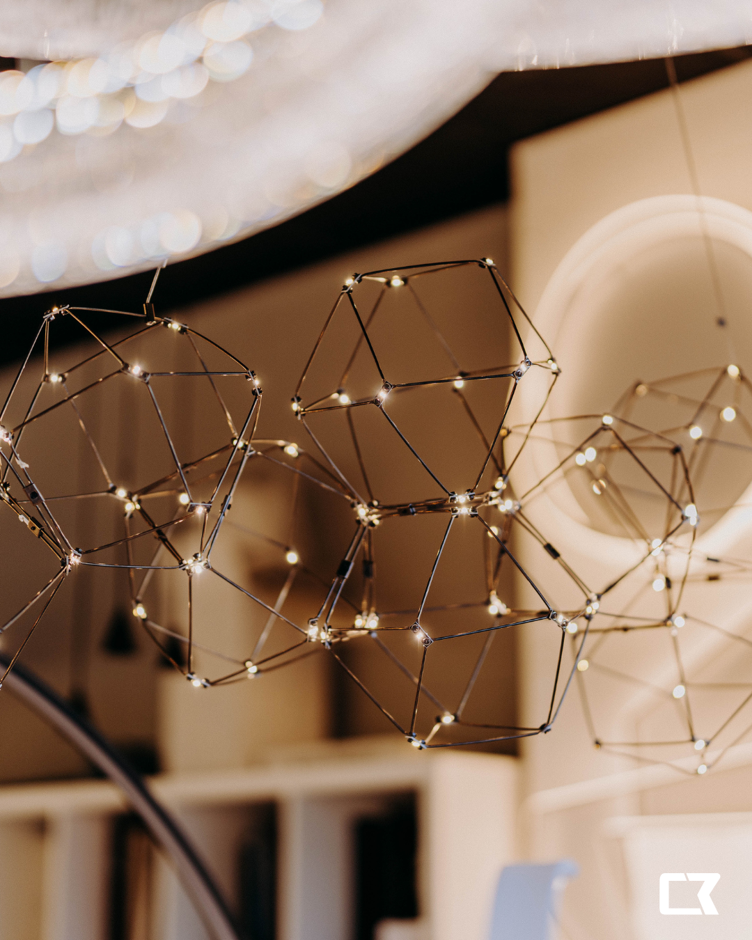 Lucciola lampadario cromato nero Illuminati 48W 3000K