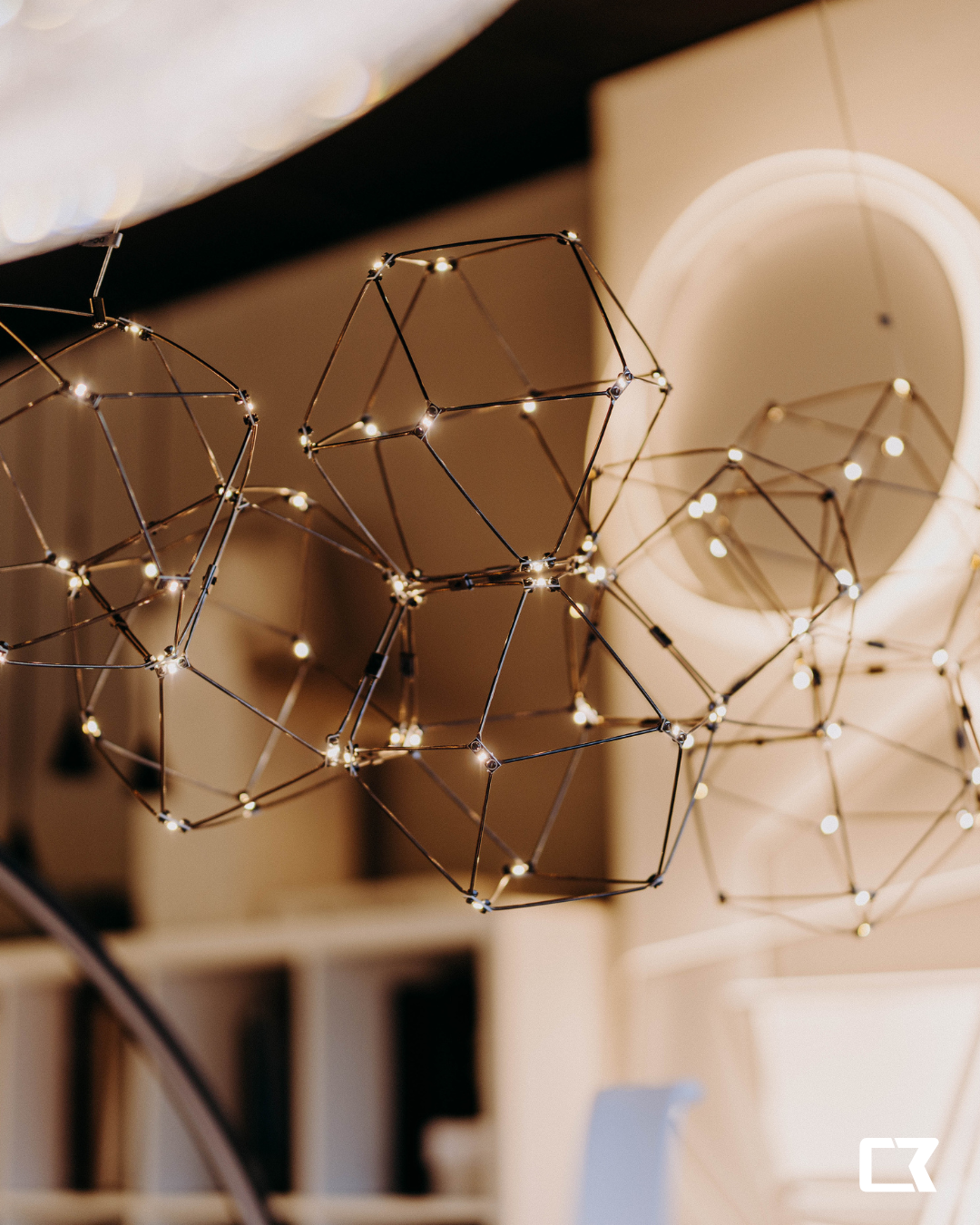 Lucciola lampadario cromato nero Illuminati 48W 3000K