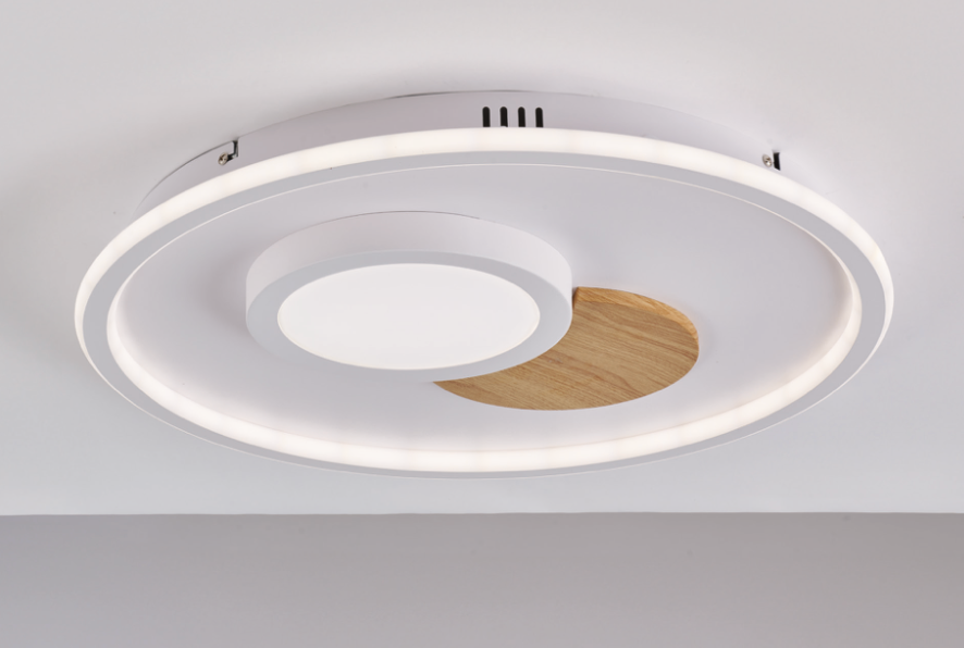 Sury plafoniera bianco/legno naturale Luxima 71W CCT 3000-4000-6000K