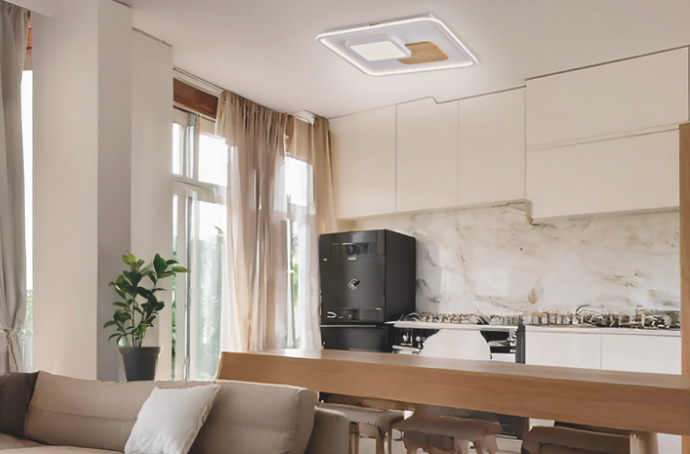Sury plafoniera bianco/legno naturale Luxima 85W CCT 3000-4000-6000K