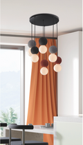 Biglia sospensione 6 luci cemento/antracite/cotto E27 60W