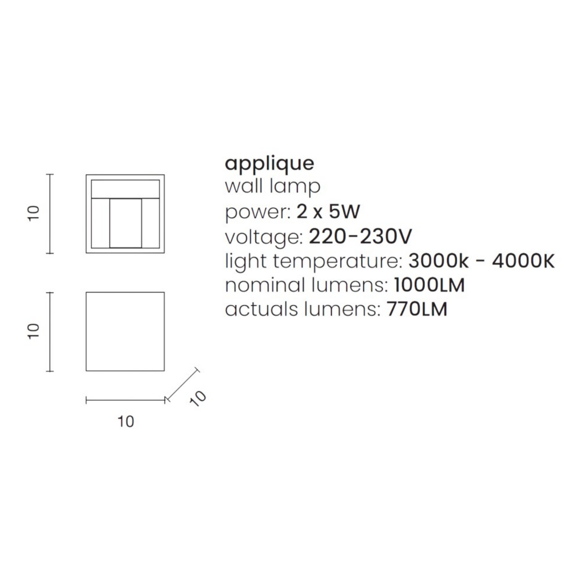 Cube applique LED da esterno alluminio bianco Ondaluce 10W 3000K IP54