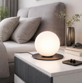 Snail lampada da tavolo abat-jour vetro bianco metallo nero Ondaluce E14