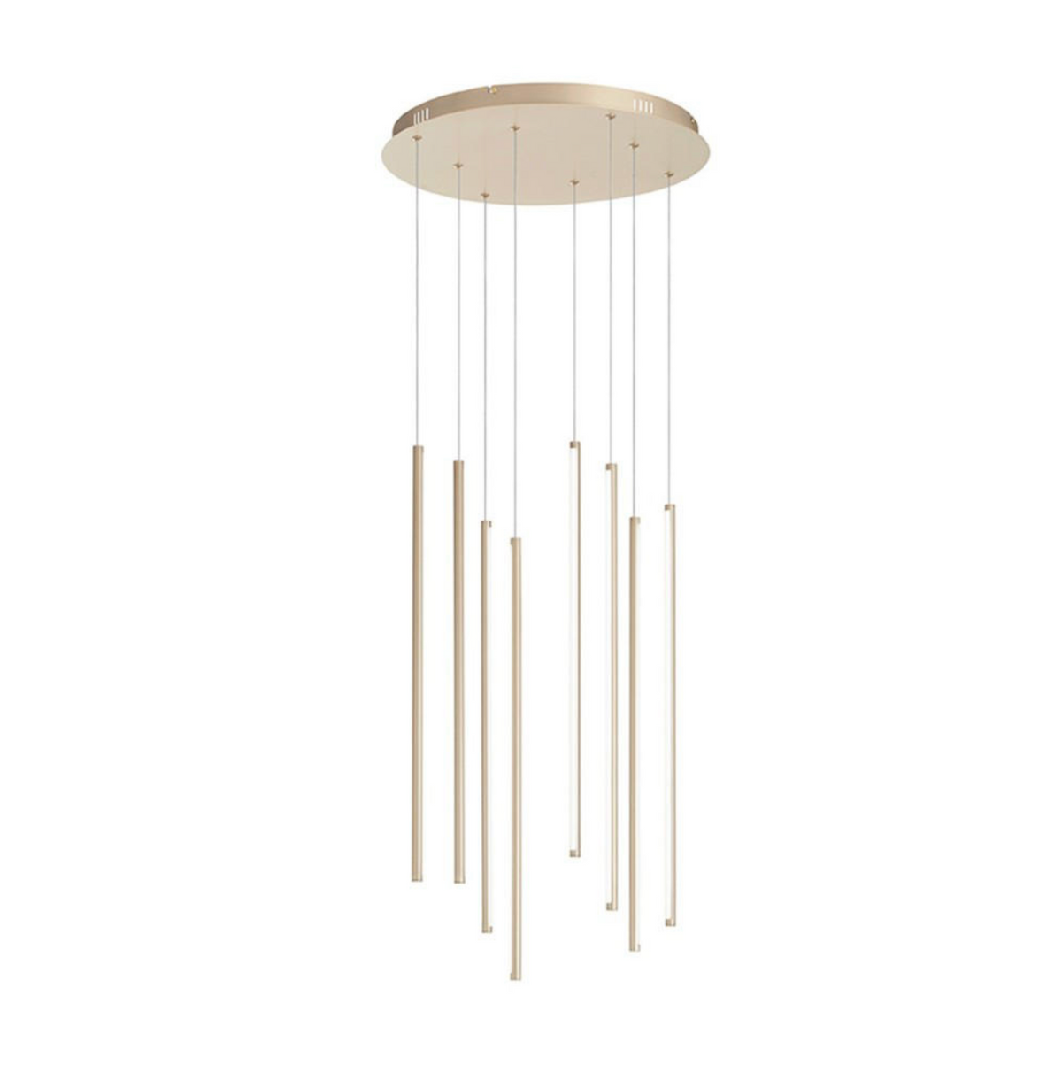Genius Ondaluce lampadario sospensione 8 cilindri LED oro 3000K dimmerabile