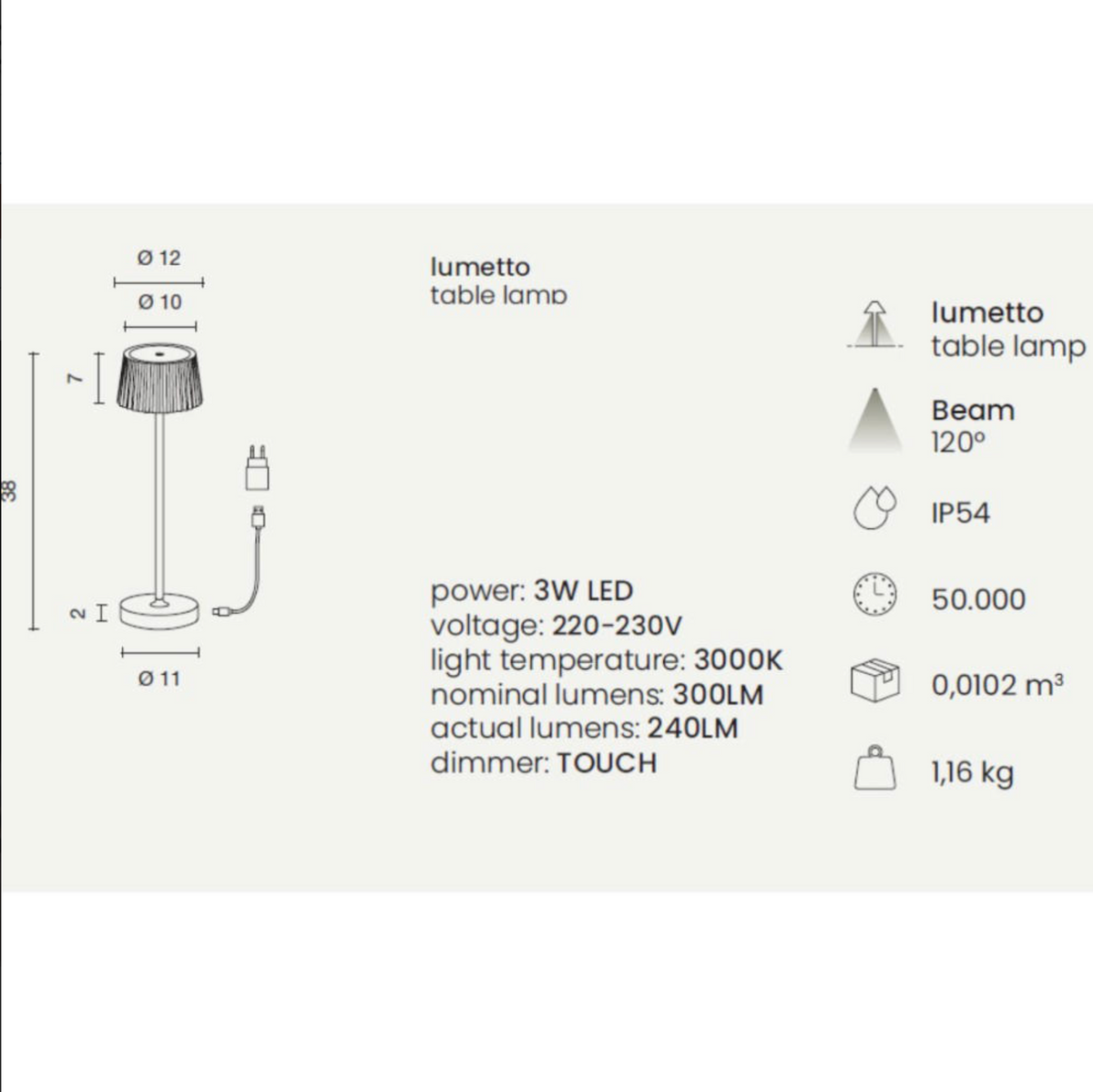 Macao Ondaluce lampada da tavolo esterno LED portatile antracite 3000K