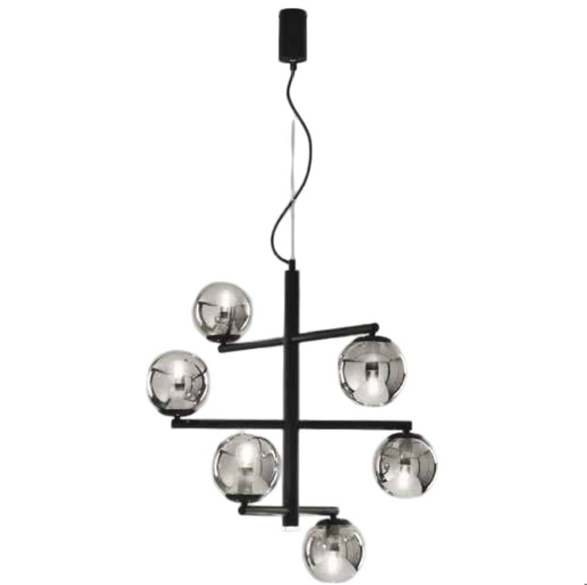 Gizah Ondaluce lampadario sospensione 6 bracci sfere vetro nero 3000K