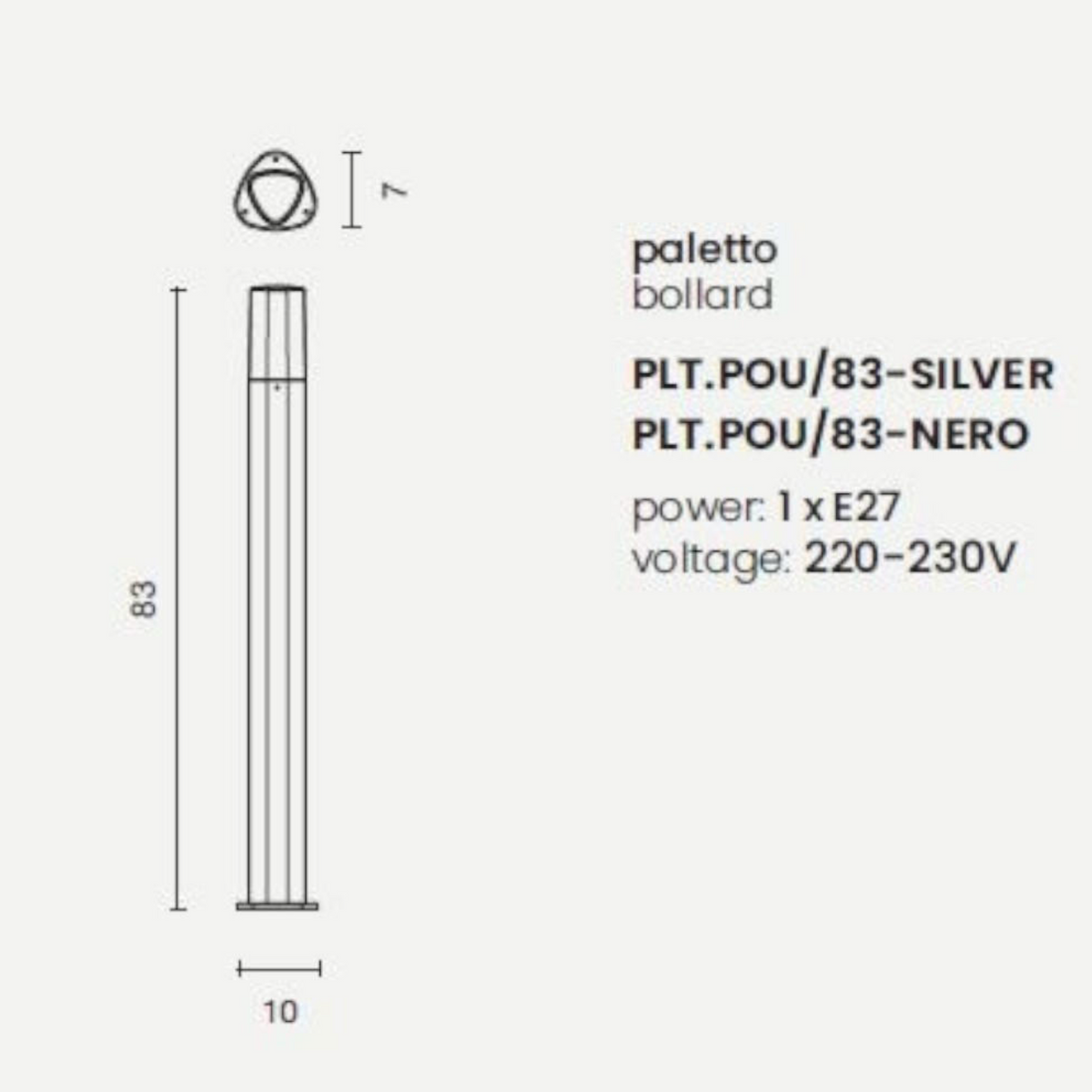 Pou Ondaluce lampione da esterno alluminio grigio E27 diffusa 360°