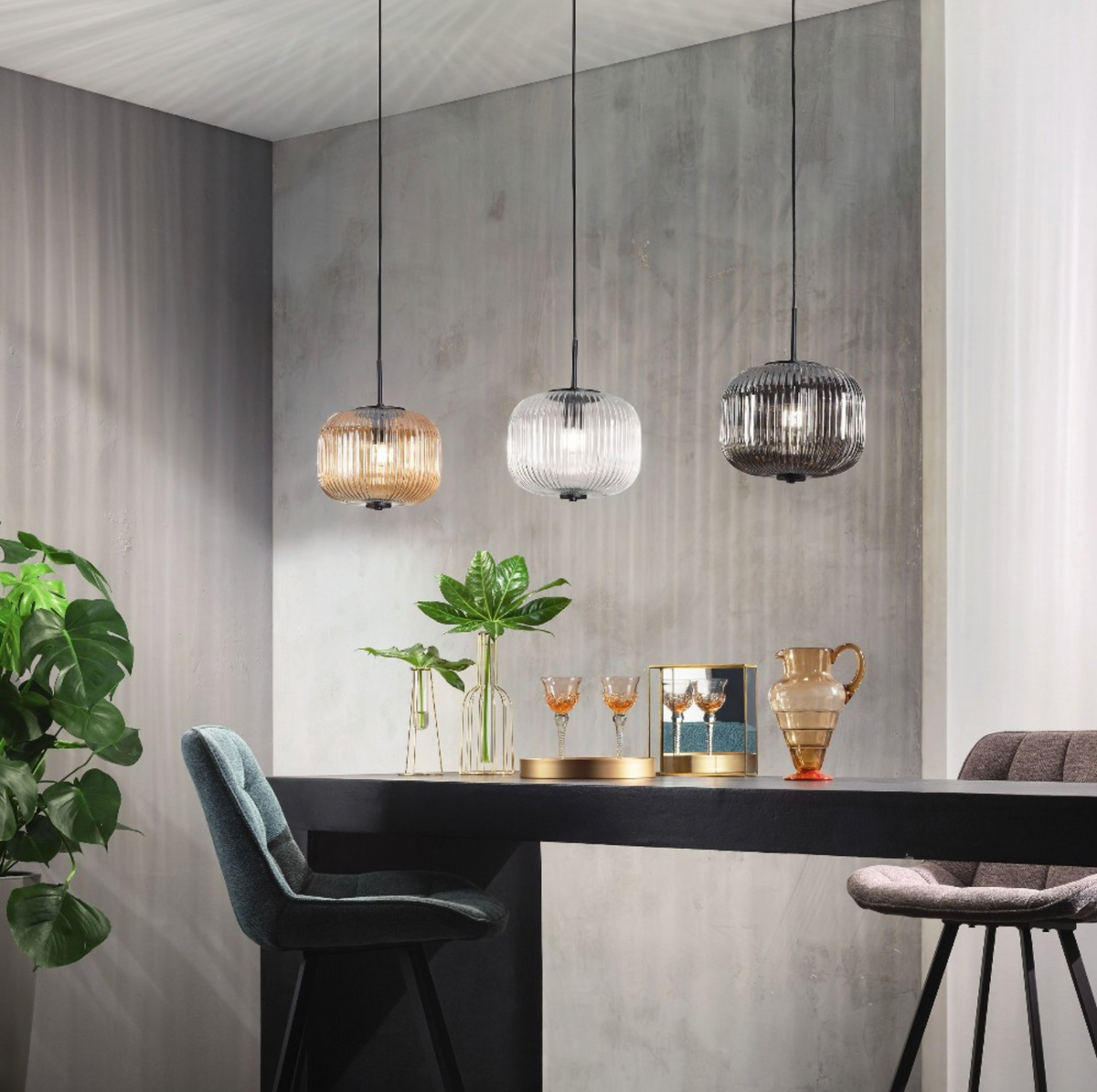 Odette Ondaluce lampadario bagno sospensione vetro fumè E14