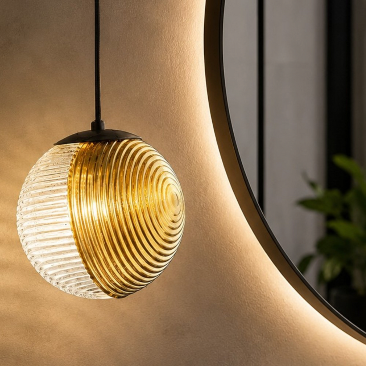 Bella Ondaluce lampada sospensione bagno vetro soffiato oro sferica E27