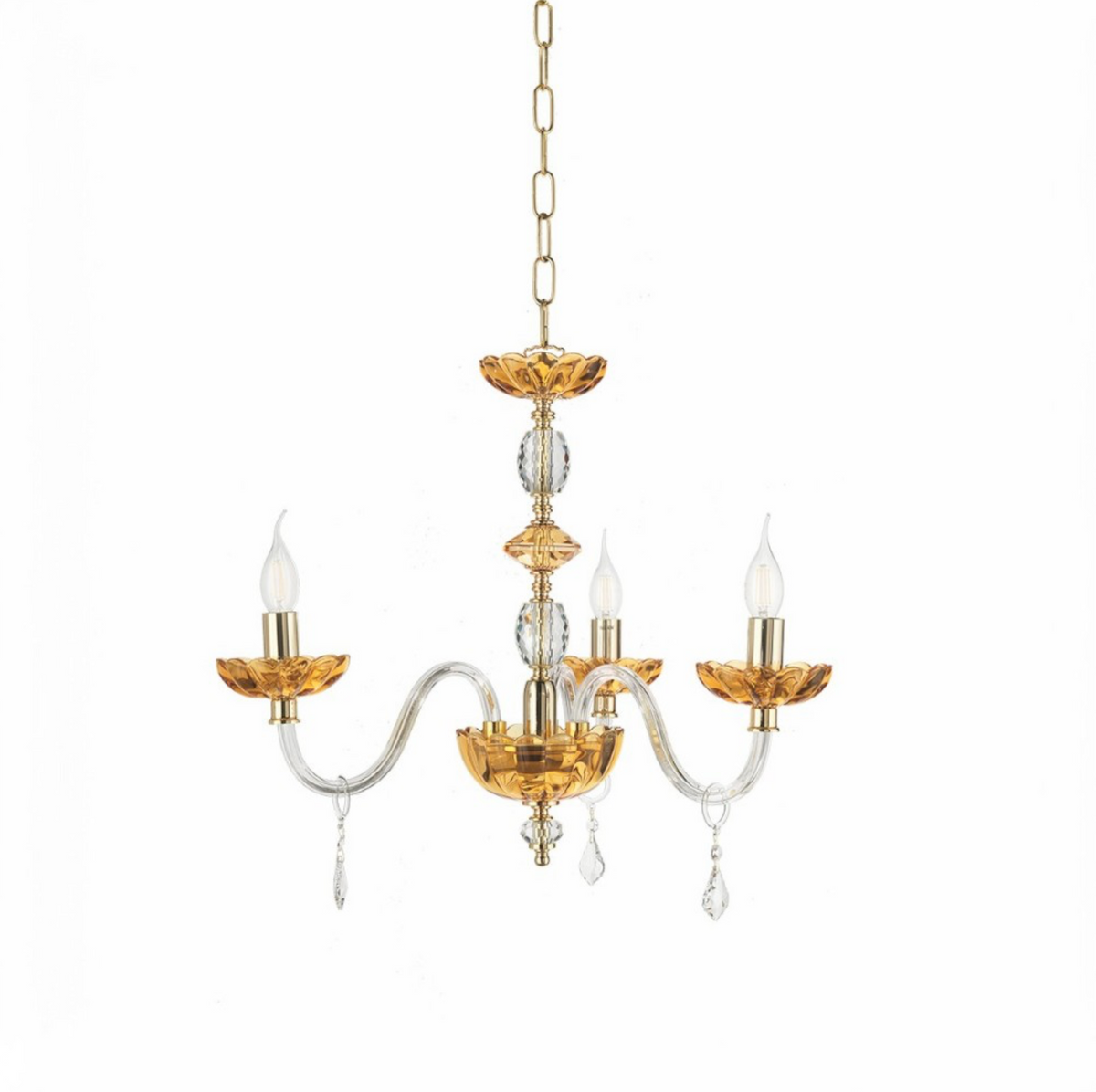 Patricia Ondaluce lampadario classico 3 bracci vetro ambra cristallo E14 camera da letto