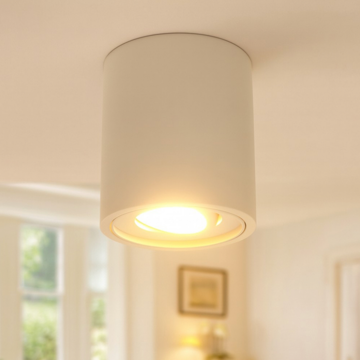 Polka Ondaluce faretto soffitto gesso bianco orientabile cilindrico
