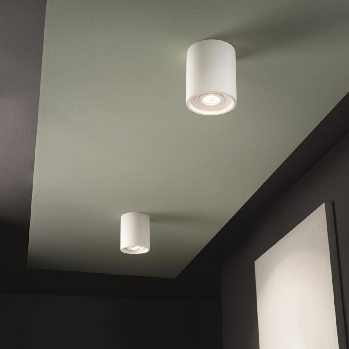 Polka Ondaluce faretto soffitto gesso bianco orientabile cilindrico
