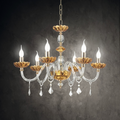 Patricia 6 Ondaluce lampadario classico 6 bracci vetro ambra cristallo E14 salotto
