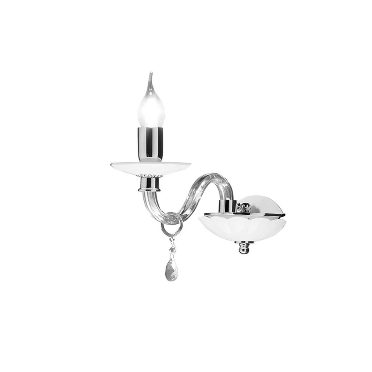 Livia applique vetro cristallo cromo E14 Ondaluce illuminazione verso alto