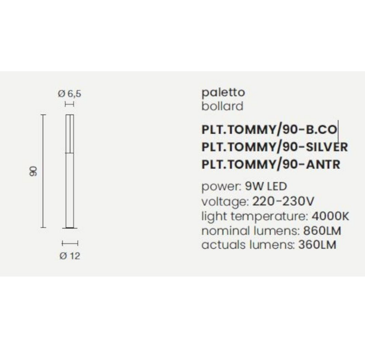 Tommy lampione giardino cilindrico bianco LED 4000K Ondaluce 90cm