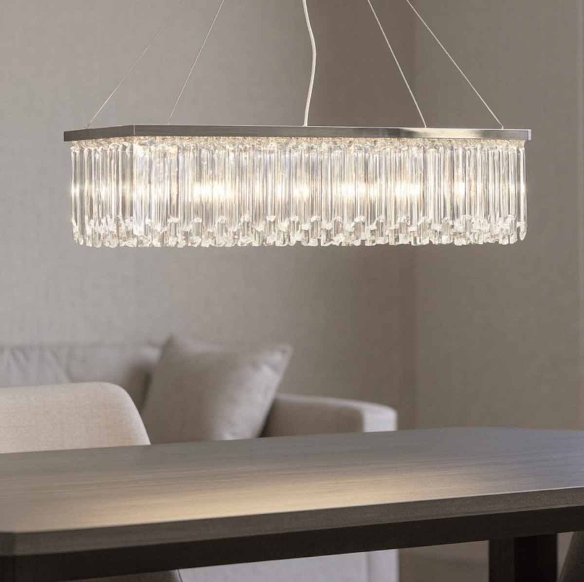 Batida lampadario cristalli losanghe cromato lucido  Ondaluce 6xE14 dimmerabile