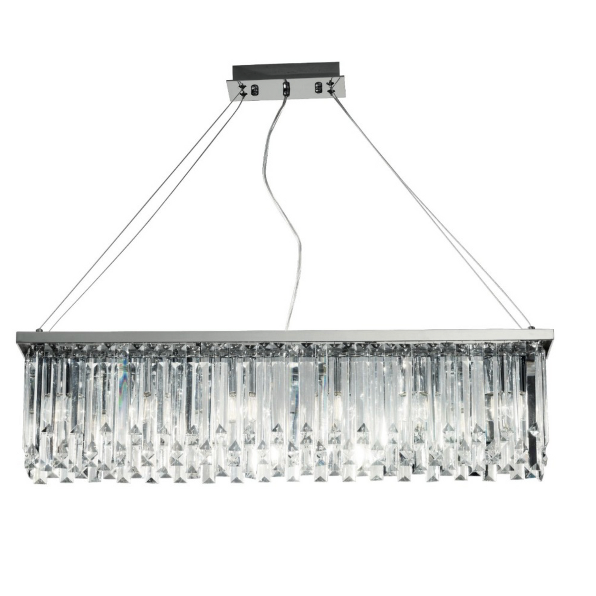 Batida lampadario cristalli losanghe cromato lucido  Ondaluce 6xE14 dimmerabile