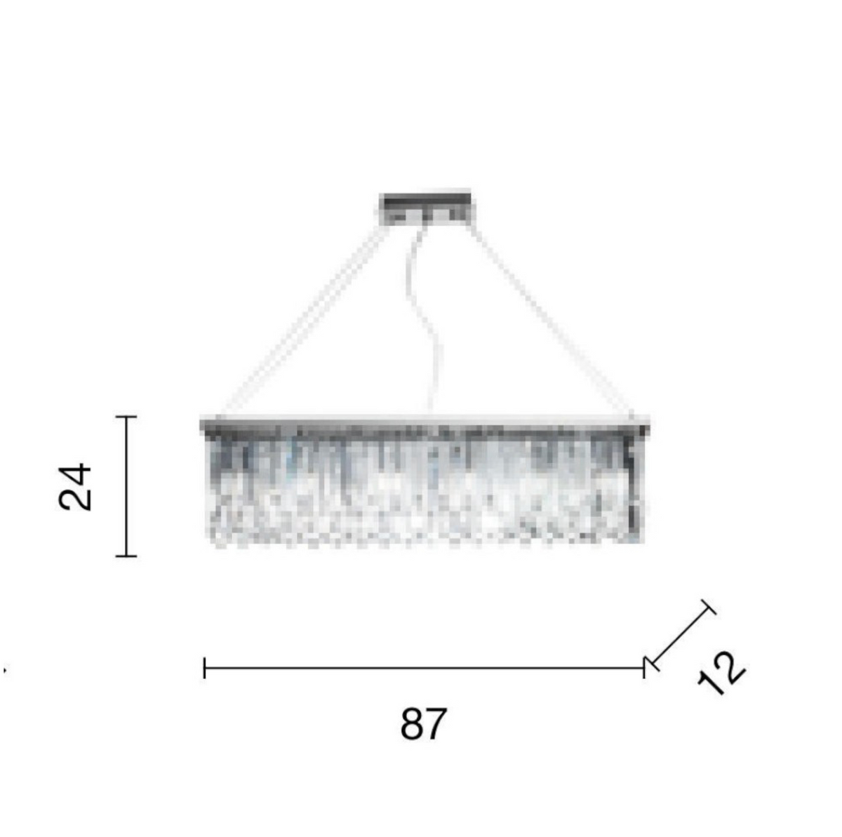 Batida lampadario cristalli losanghe cromato lucido  Ondaluce 6xE14 dimmerabile