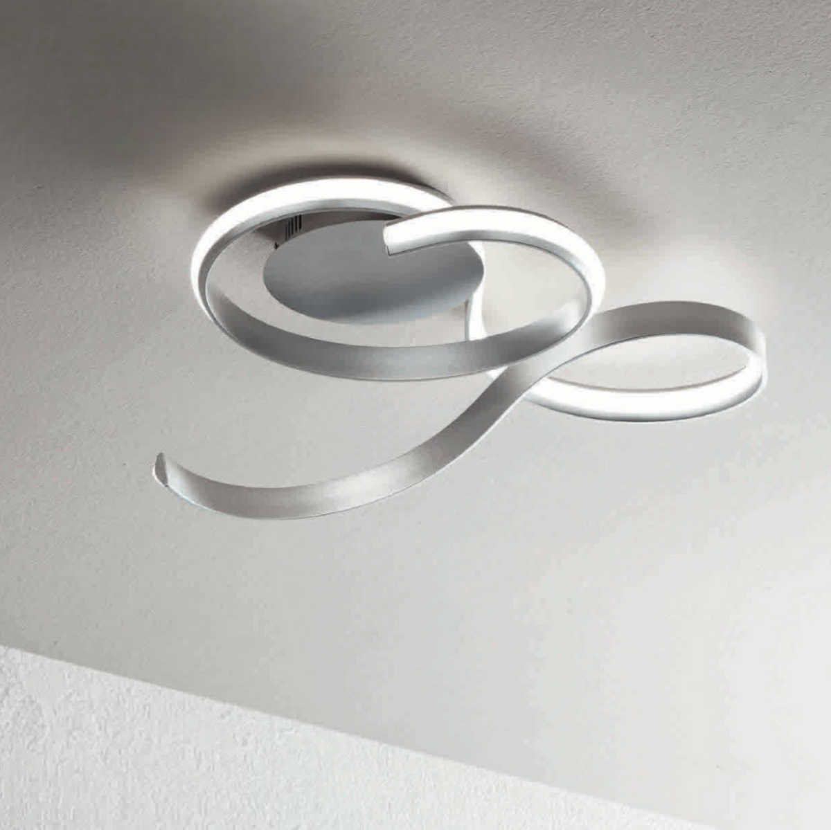 Twist plafoniera cucina LED metallo verniciato bianco/grigio Ondaluce 41W 3000K dimmerabile