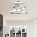 Vuelta plafoniera alluminio grigio silver satinato linea arricciata ONDALUCE LED 37W 3000K dimmerabile