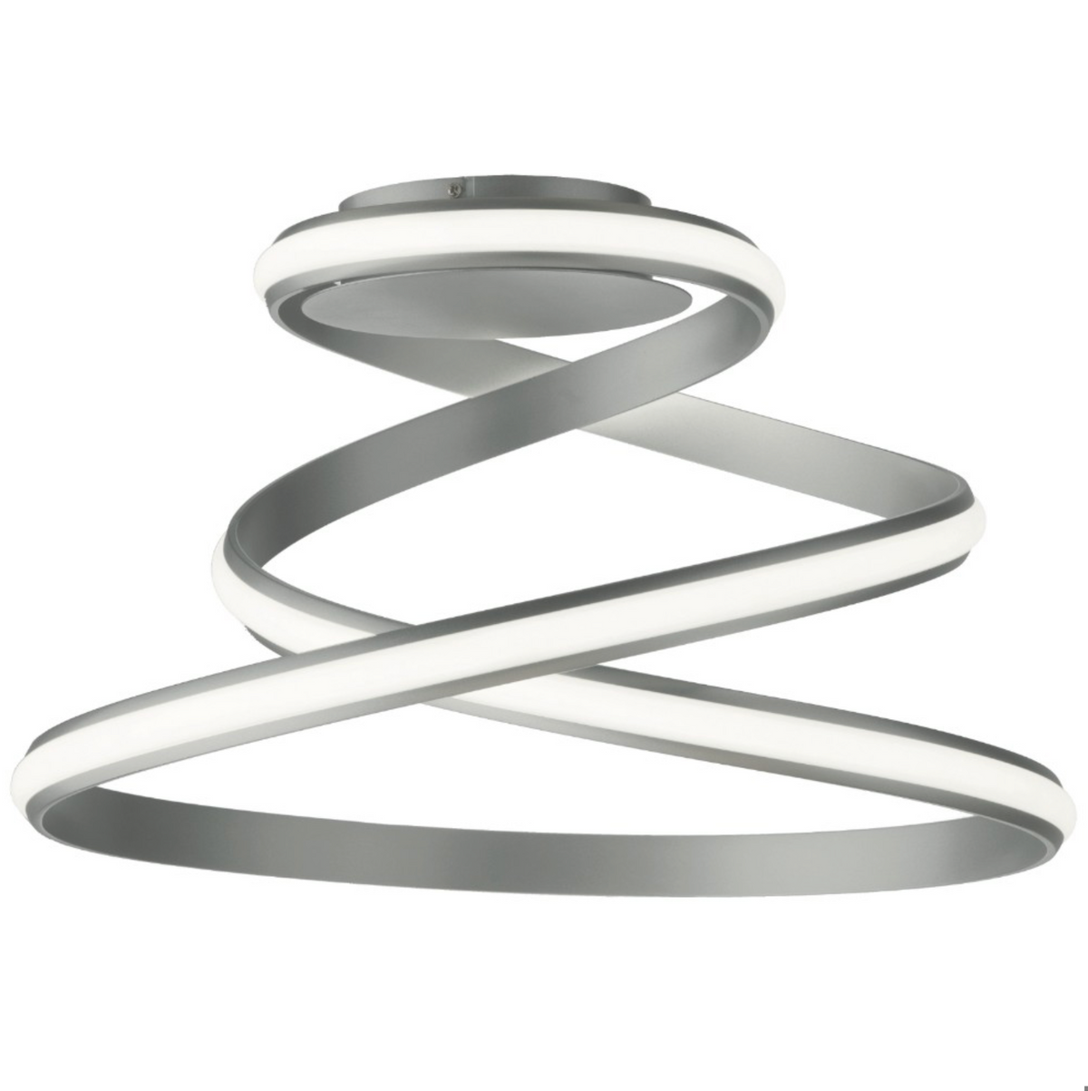 Vuelta plafoniera alluminio grigio silver satinato linea arricciata ONDALUCE LED 37W 3000K dimmerabile