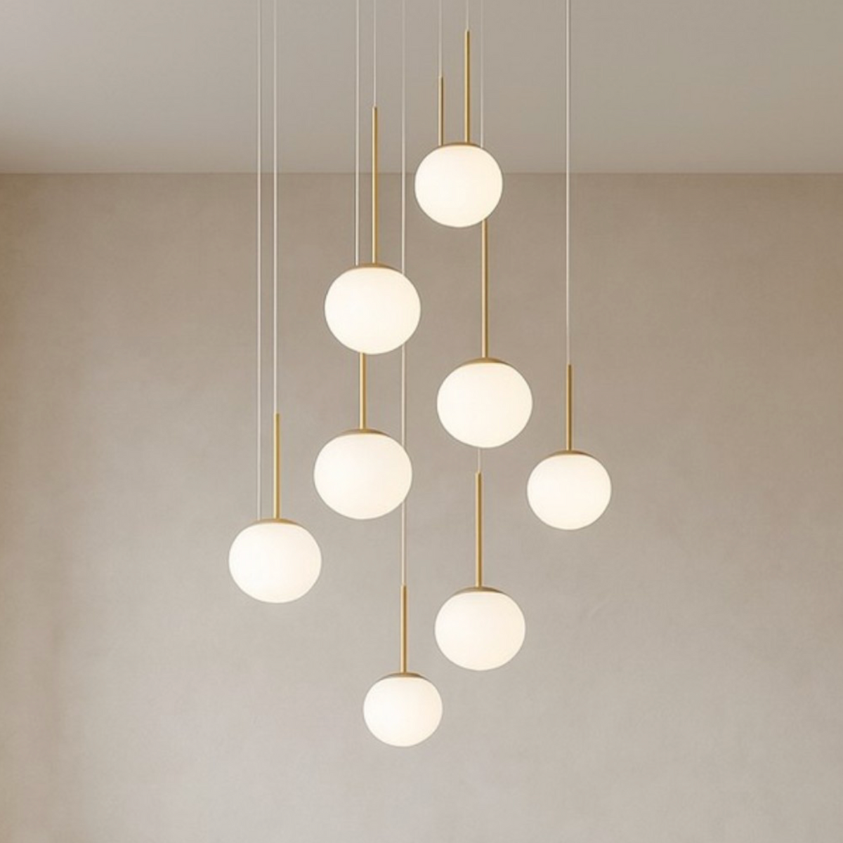 Jewel lampadario 8 sfere vetro soffiato metallo verniciato oro Ondaluce 8xE14 20W IP20