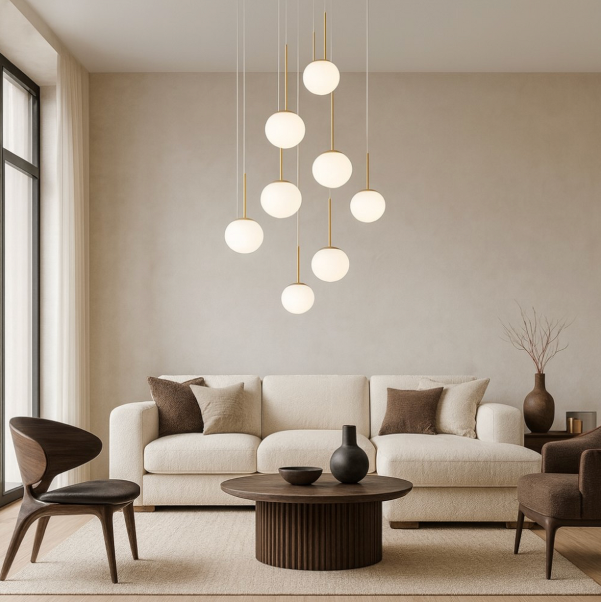 Jewel lampadario 8 sfere vetro soffiato metallo verniciato oro Ondaluce 8xE14 20W IP20