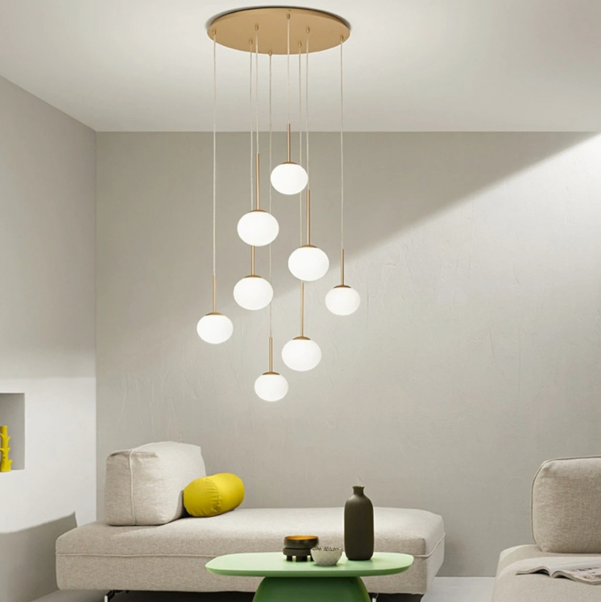 Jewel lampadario 8 sfere vetro soffiato metallo verniciato oro Ondaluce 8xE14 20W IP20
