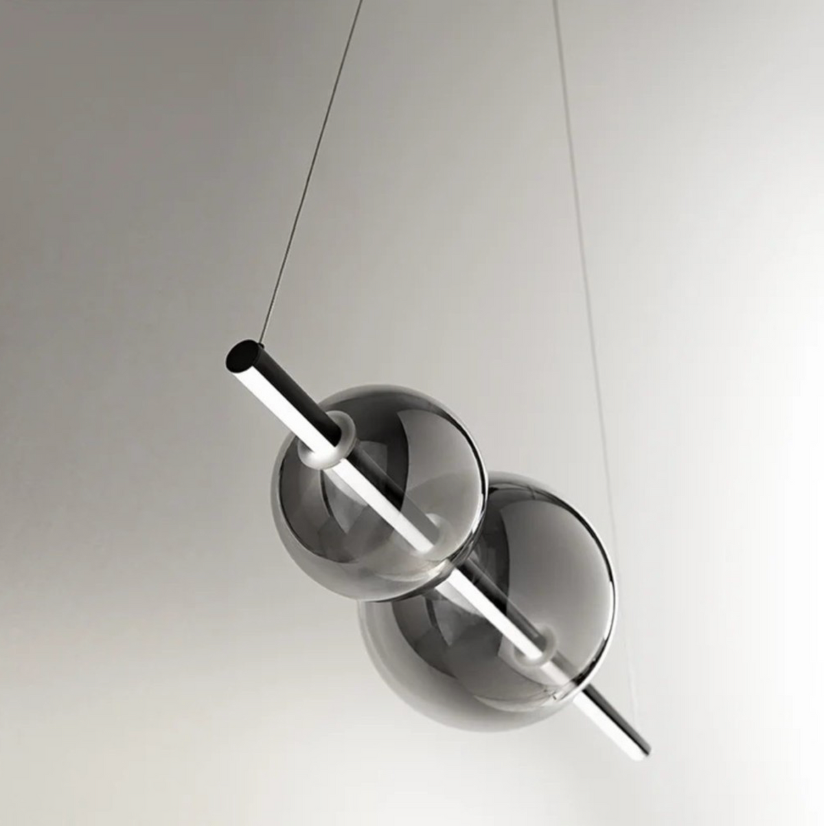 Fufi lampadario sospensione LED metacrilato vetro satinato nero Ondaluce 45W 4000K dimmerabile