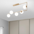 Monile plafoniera metallo vetro sfere oro Ondaluce E14 5 luci dimmerabile