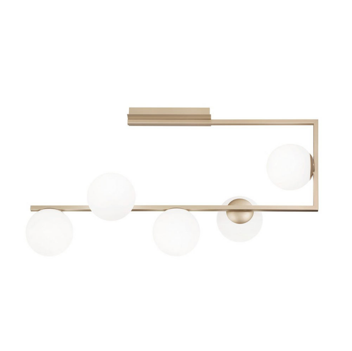 Monile plafoniera metallo vetro sfere oro Ondaluce E14 5 luci dimmerabile