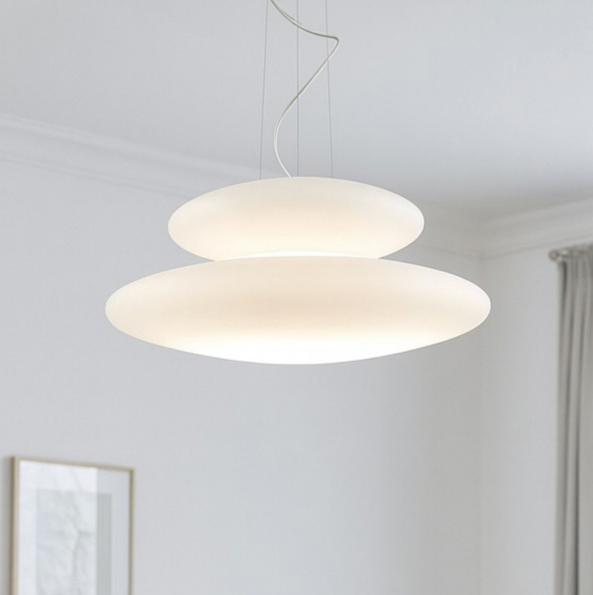 Pagoda lampadario sospensione vetro satinato metallo cromato Ondaluce E27 5 luci