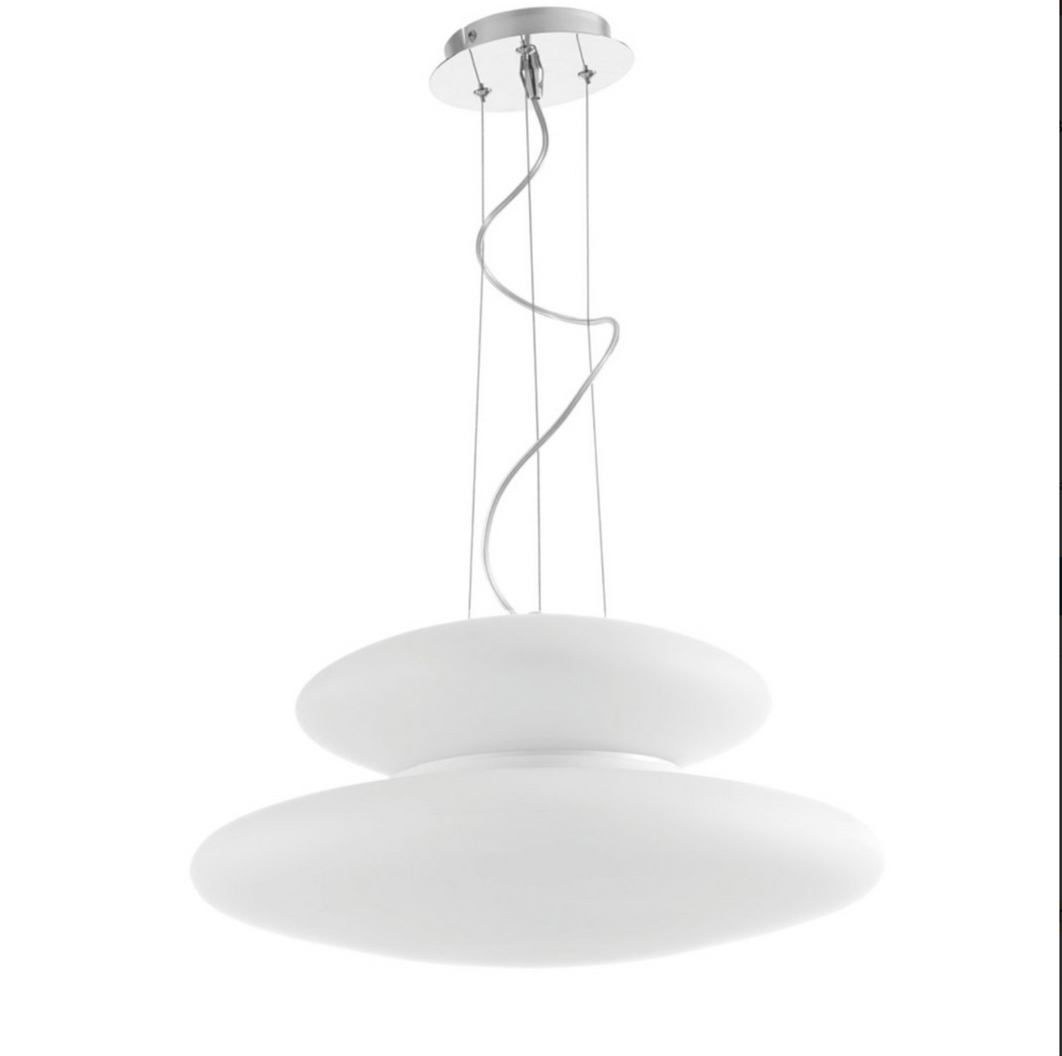 Pagoda lampadario sospensione vetro satinato metallo cromato Ondaluce E27 5 luci