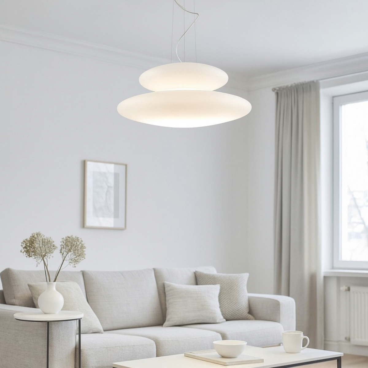 Pagoda lampadario sospensione vetro satinato metallo cromato Ondaluce E27 5 luci
