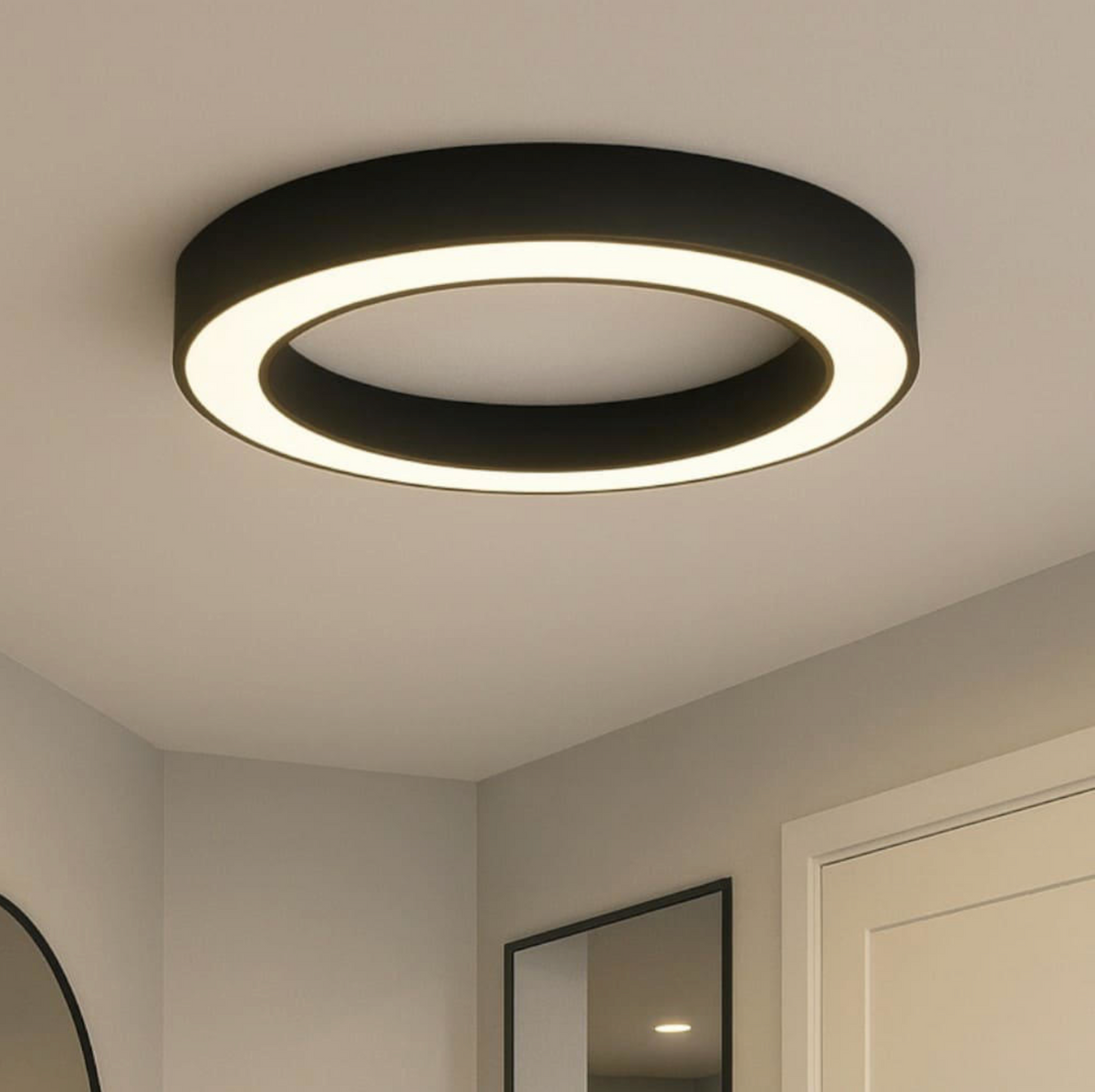 Globus plafoniera tonda LED alluminio policarbonato nero Ondaluce 60W 3000K-4000K dimmerabile