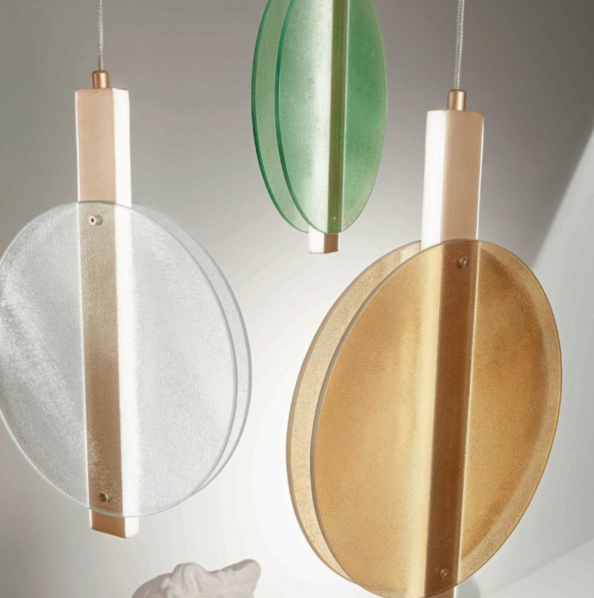 Juis sospensione cucina LED vetro texturizzato ambra metallo oro Ondaluce 24W 3000K
