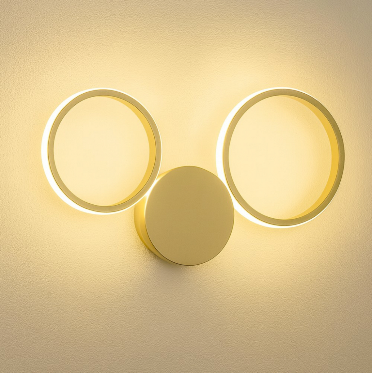 Pois applique LED doppio cerchio metallo metacrilato oro Ondaluce 20W 4000K