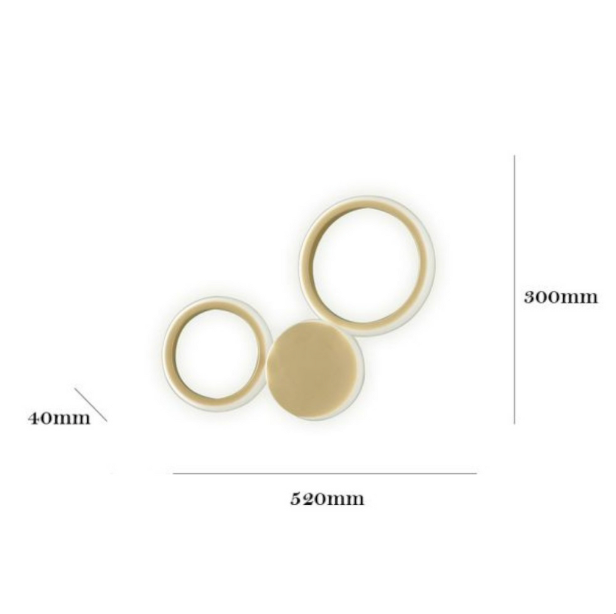 Pois applique LED doppio cerchio metallo metacrilato oro Ondaluce 20W 4000K