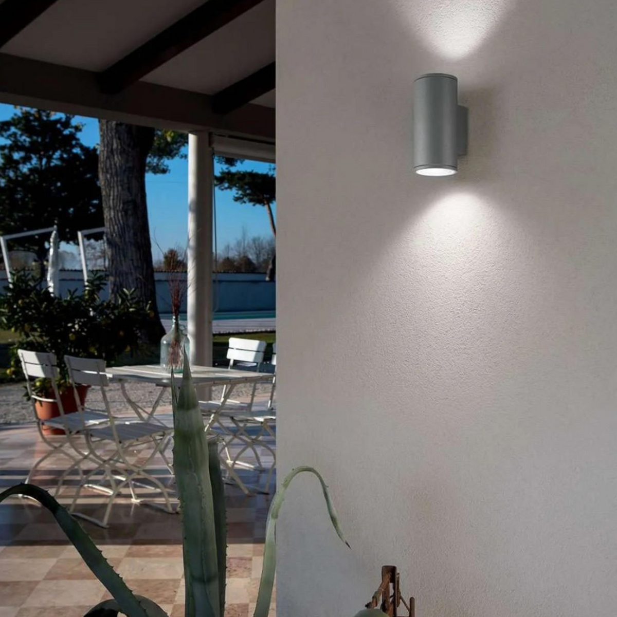 Jubo2 applique da esterno alluminio vetro grigio silver Ondaluce GU10 IP54