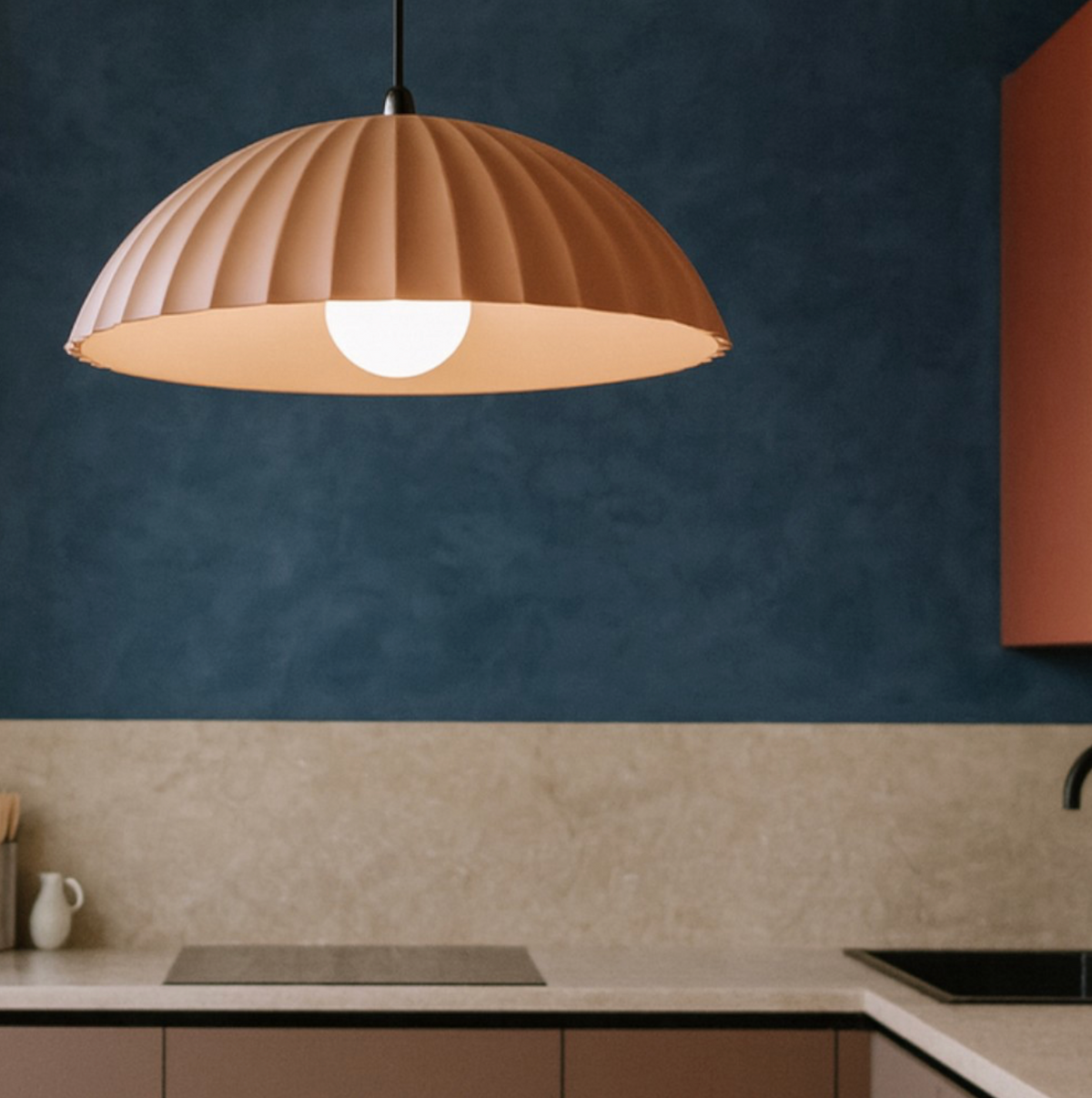 Rustic lampadario sospensione cemento verniciato ruggine Ondaluce E27 15W