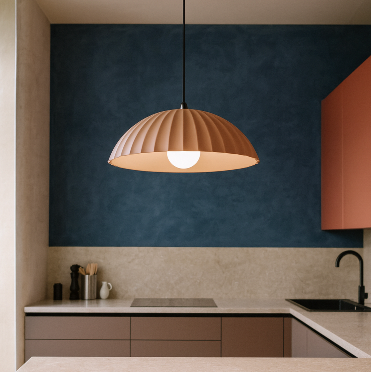 Rustic lampadario sospensione cemento verniciato ruggine Ondaluce E27 15W
