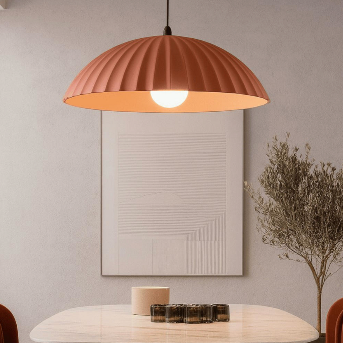Rustic lampadario sospensione cemento verniciato ruggine Ondaluce E27 15W