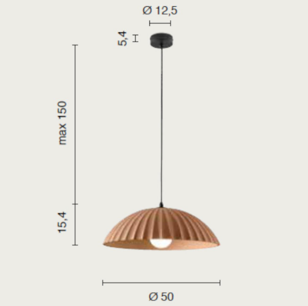 Rustic lampadario sospensione cemento verniciato ruggine Ondaluce E27 15W
