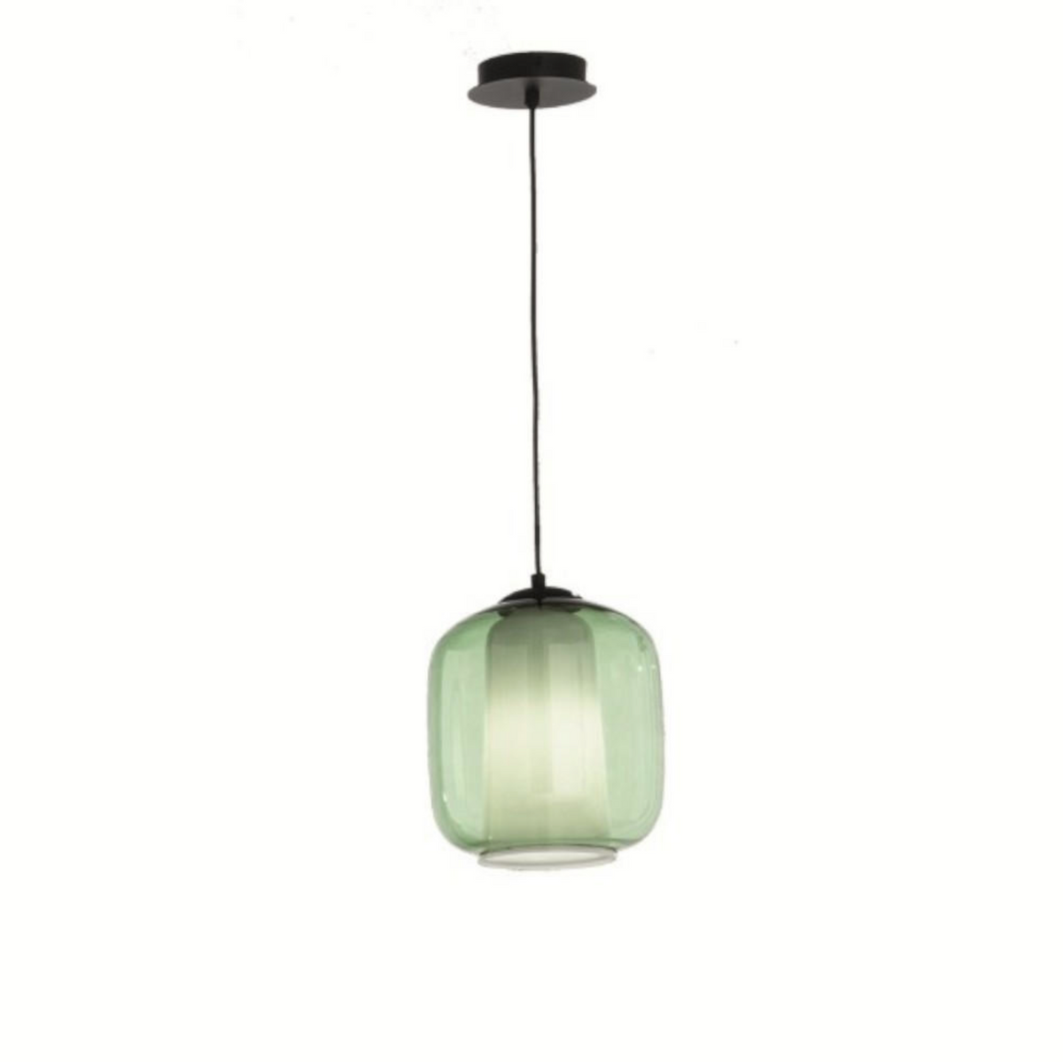 Bonnie2 sospensione vetro soffiato verde metallo nero Ondaluce E27 20W