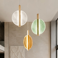 Juis-3 lampadario 3 diffusori vetro texturizzato ambra verde metallo dorato Ondaluce LED 56W 3000K dimmerabile