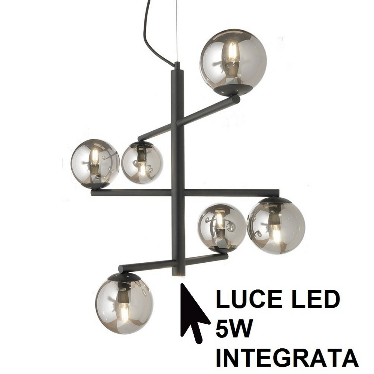 Giza lampadario 6 sfere vetro soffiato metallo oro Ondaluce E14 5W 3000K