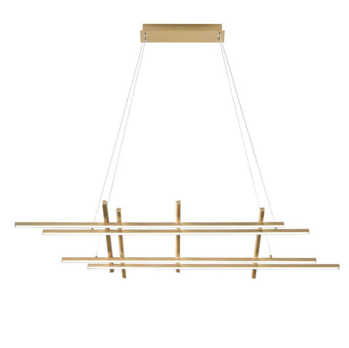 Movida lampadario lineare LED 3 barre metallo oro Ondaluce 114W 3000K dimmerabile