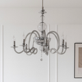 Vivaldi-6 lampadario classico 6 luci vetro grigio fumo Ondaluce E14 10W