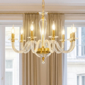 Ravel-8 lampadario classico 8 luci vetro cristallo oro Ondaluce E14 10W